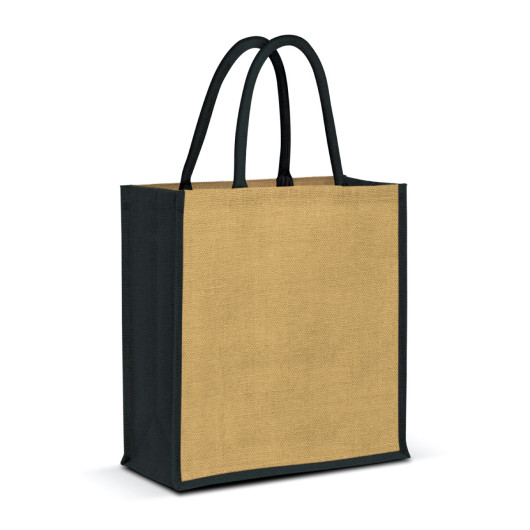 Black Riviera Jute Tote Bags